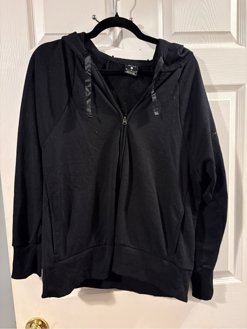 Nike Women's Black Zip Hoodie with Drawstrings